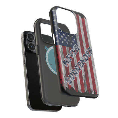 Never Surrender American Flag MagSafe® Compatible Tough Case for iPhone