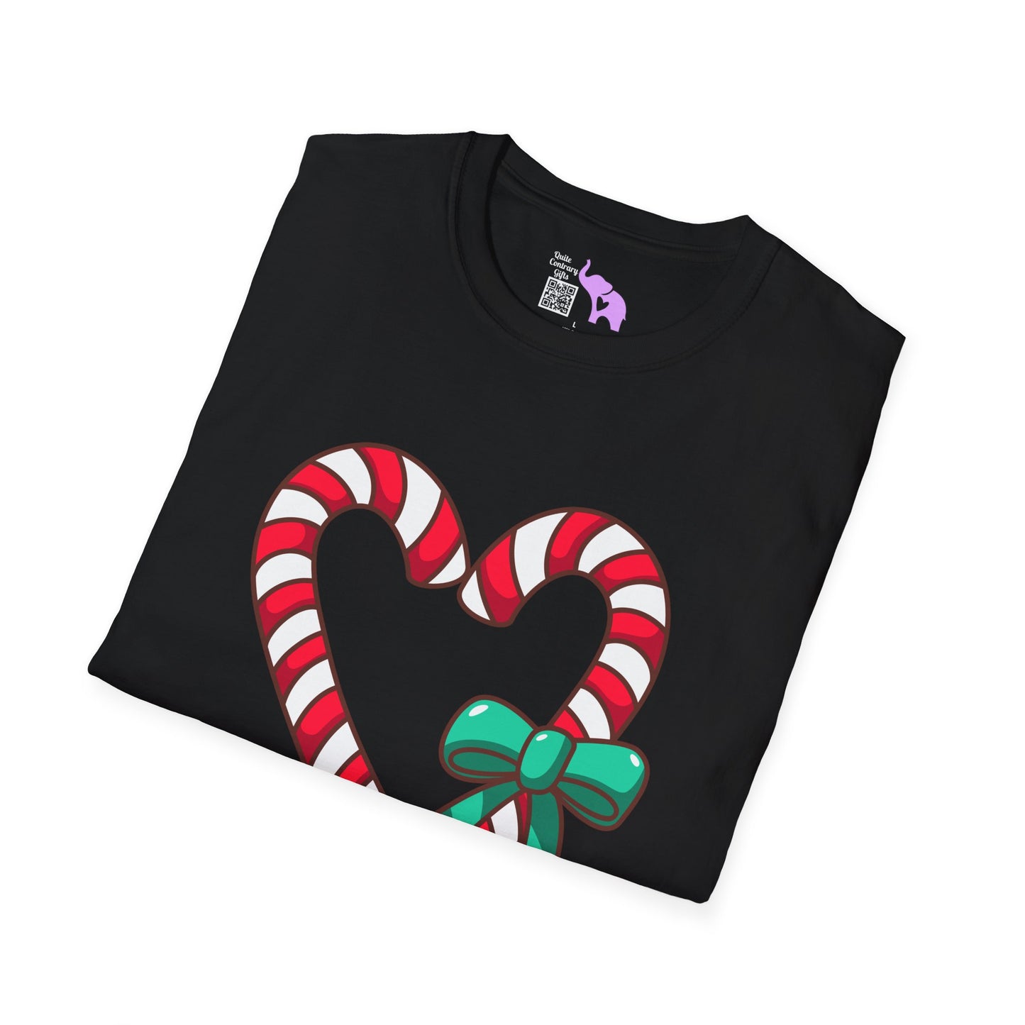 Candy Cane Heart Adult T-shirt