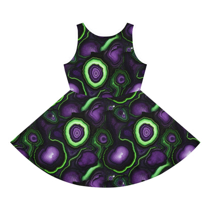 Amethyst & Lime Fracture Girls' Sleeveless Sundress