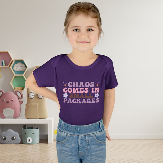 Chaos Comes In Small Packages Baby Rib Bodysuit