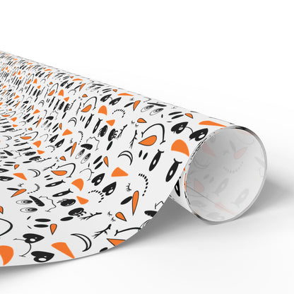 Cute Snowman Faces Wrapping Paper