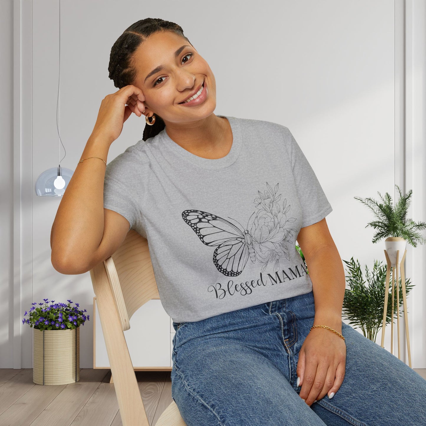 Blessed Mama (Butterfly) Adult T-shirt