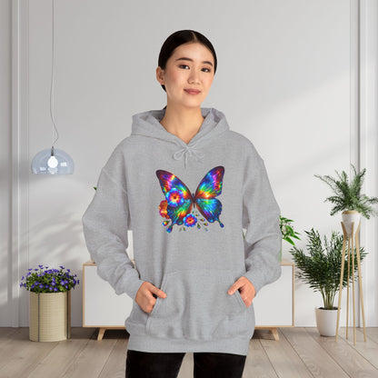 Floral Butterfly Heavy Blend™ Hooded Sweatshirt