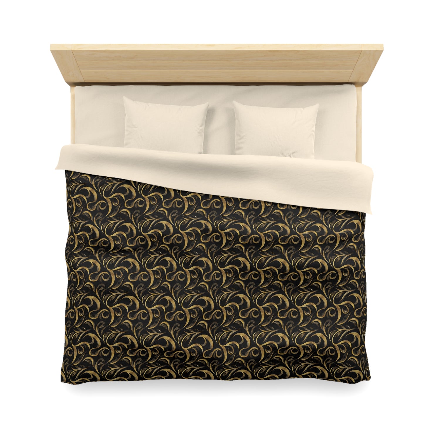 Golden Noir Swirl Microfiber Duvet Cover