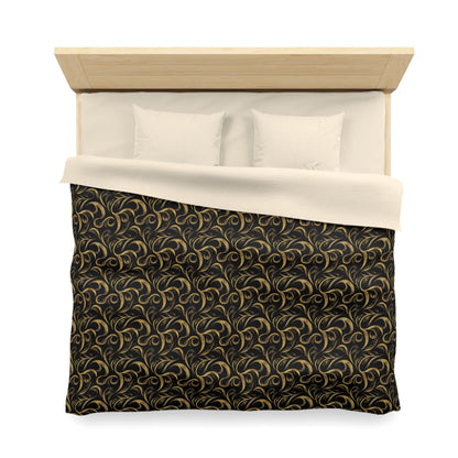 Golden Noir Swirl Microfiber Duvet Cover