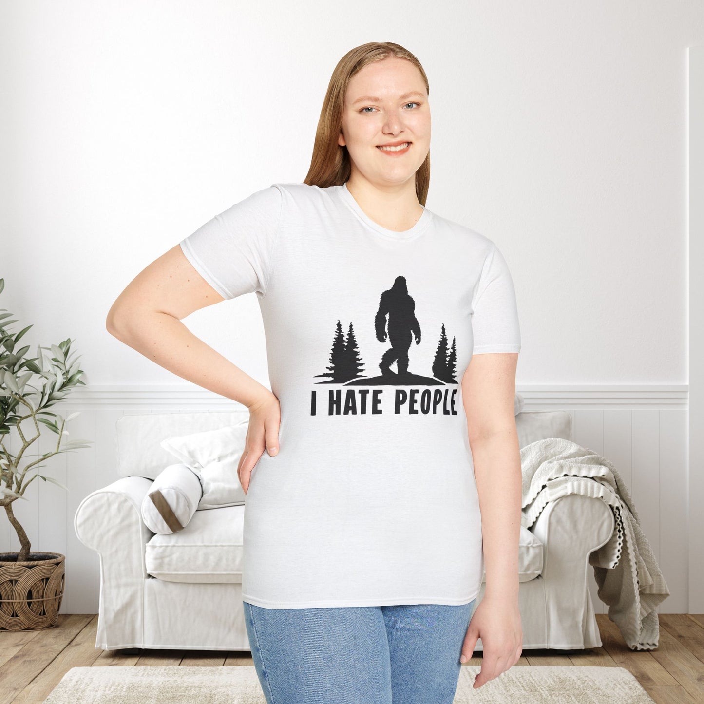 Bigfoot: I Hate People Adult T-shirt