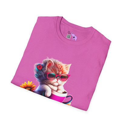 Cool Sunflower Kitten 3 Adult T-shirt