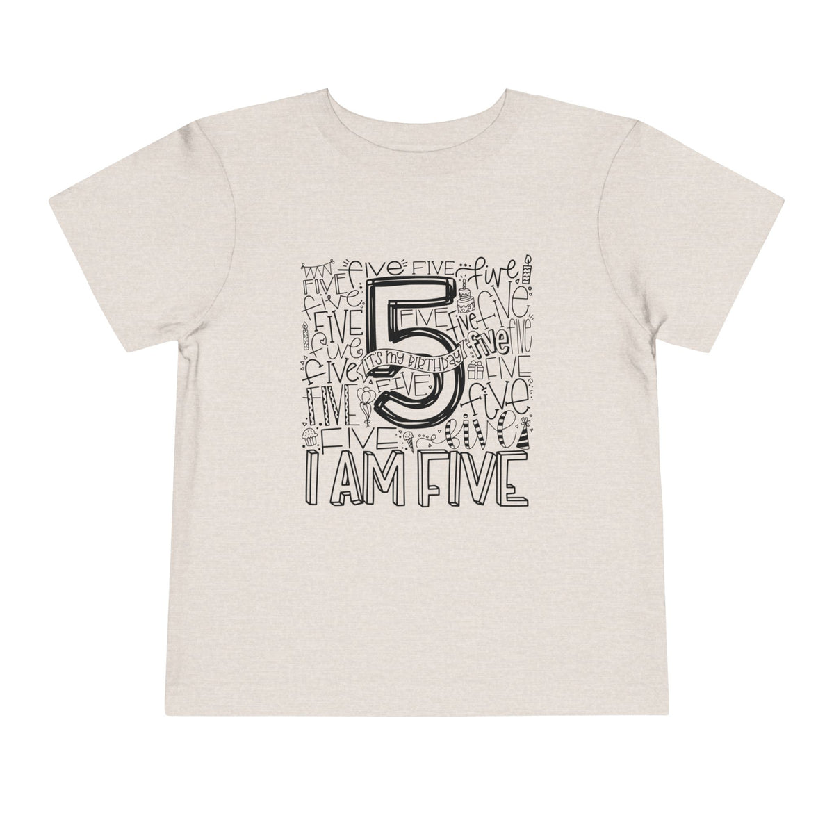 I Am Five Typography Toddler Tee