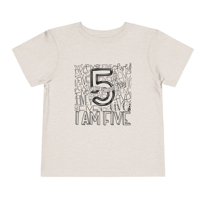 I Am Five Typography Toddler Tee
