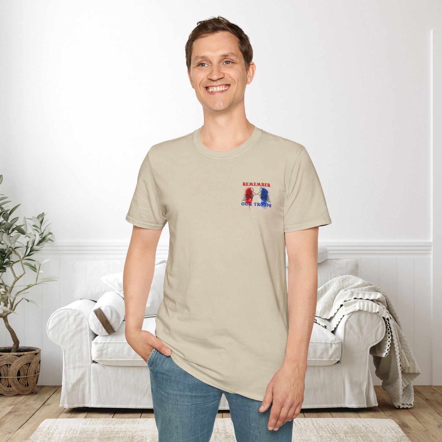 Freedom Isn't Free Saluting Soldier w/Wings Adult T-shirt