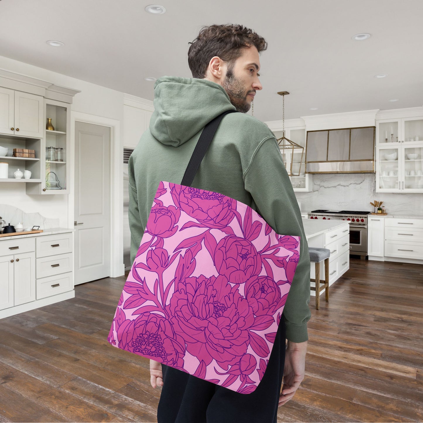Blush Peony Garden Canvas Tote Bag