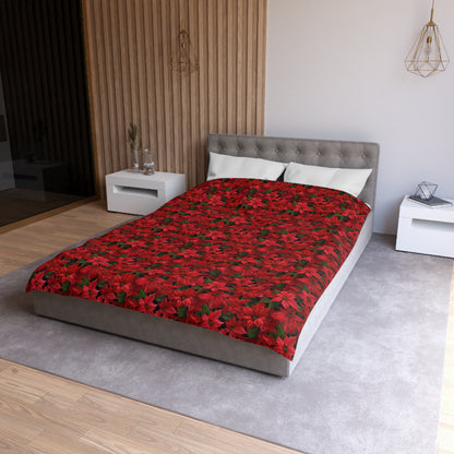 Copy of Winter Poinsettia Garden Microfiber Duvet Cover