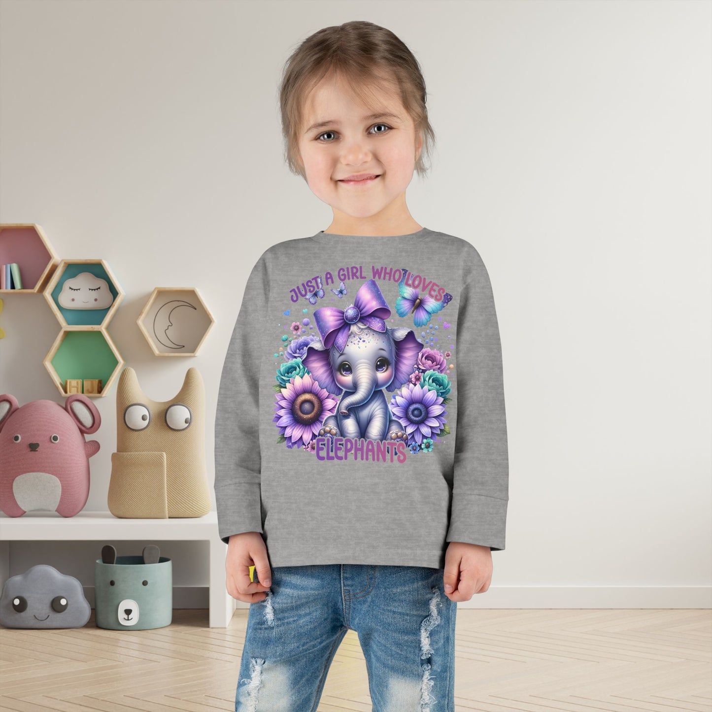 Just A Girl Who Loves Elephants Toddler Long Sleeve Tee