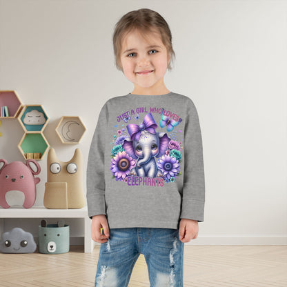 Just A Girl Who Loves Elephants Toddler Long Sleeve Tee