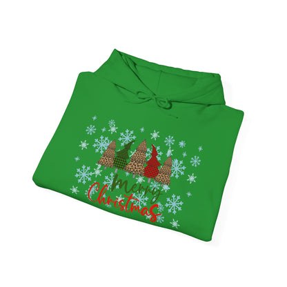 Merry Christmas Checkered Trees Adult Heavy Blend™ Hoodie