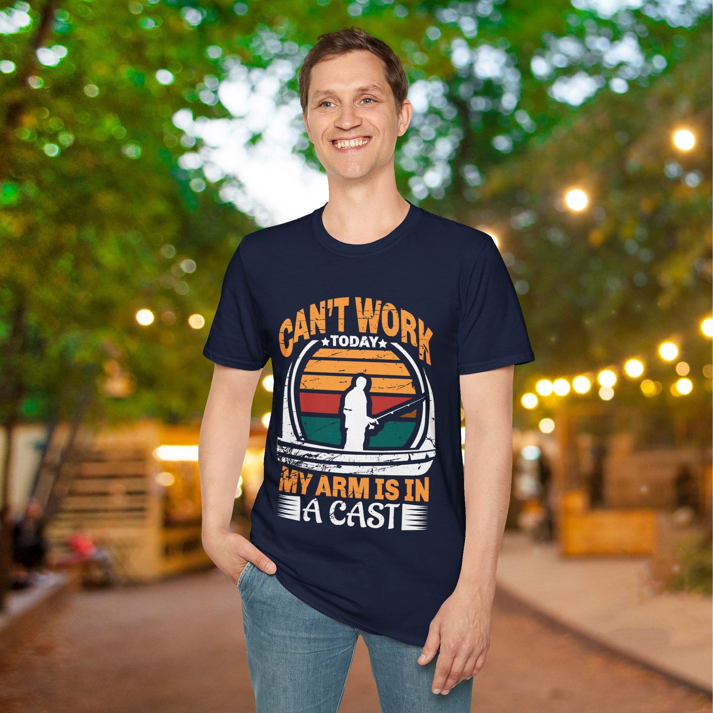 Can't Work Today My Arm Is In A Cast (Fishing) Adult T-shirt