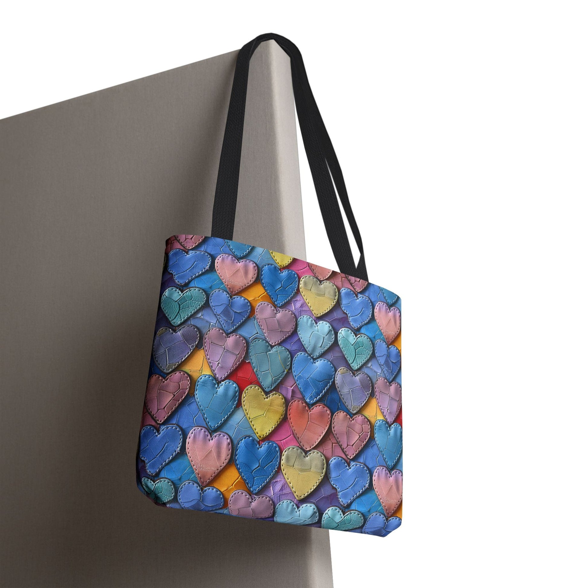 Color Pop Leather Hearts Canvas Tote Bag
