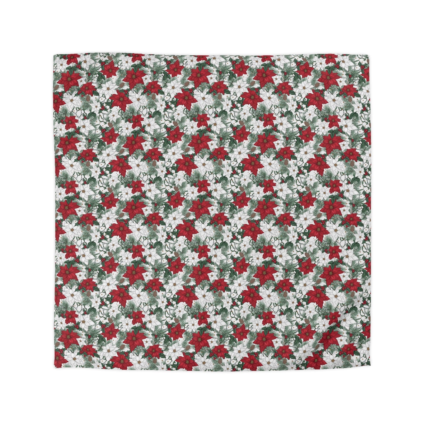 Winter Poinsettia Garden Microfiber Duvet Cover
