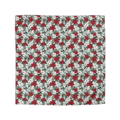 Winter Poinsettia Garden Microfiber Duvet Cover