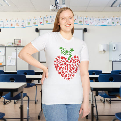 Teacher Apple Heart Adult T-shirt