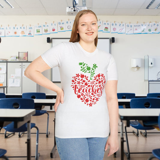 Teacher Apple Heart Adult T-shirt