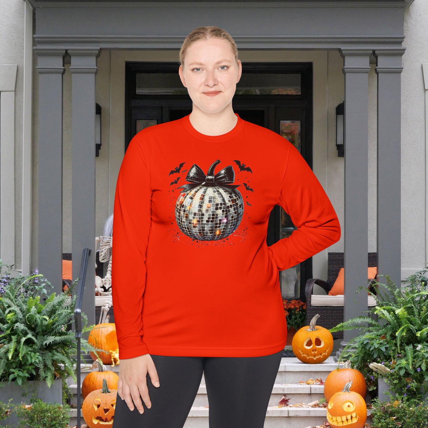 Disco Silver Pumpkin Adult Long Sleeve Tee