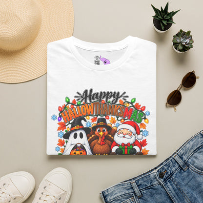 Happy Hallowthanksmas (String Lights) Adult T-shirt