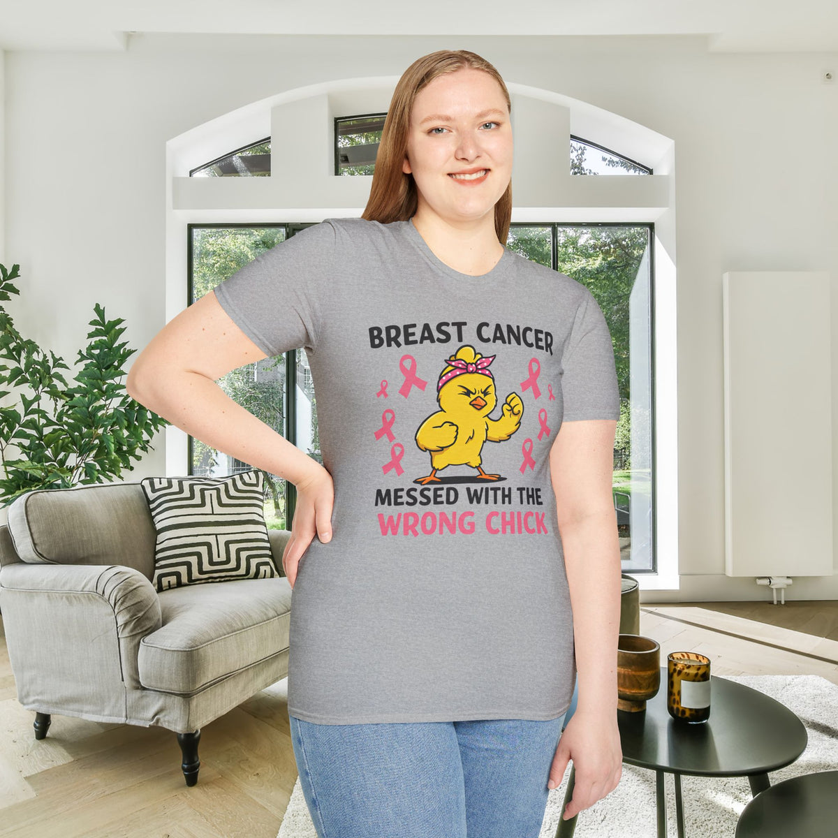 Breast Cancer Messed With The Wrong Chick Adult T-shirt