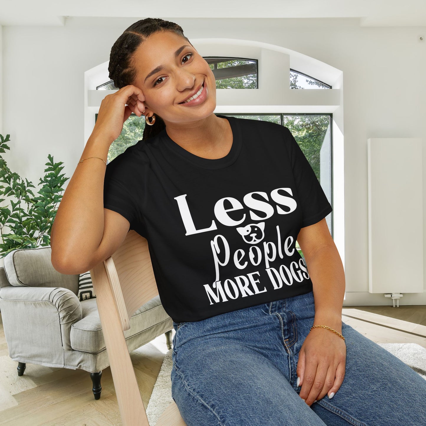 Less People More Dogs Adult T-shirt