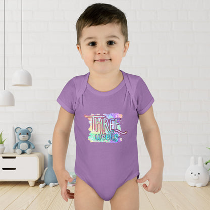 Pastel Wild One Milestone Baby Bodysuit-Three Weeks