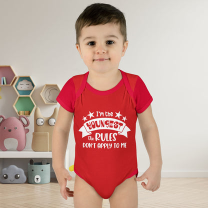 I'm The Youngest The Rules Don't Apply To Me Infant Baby Rib Bodysuit