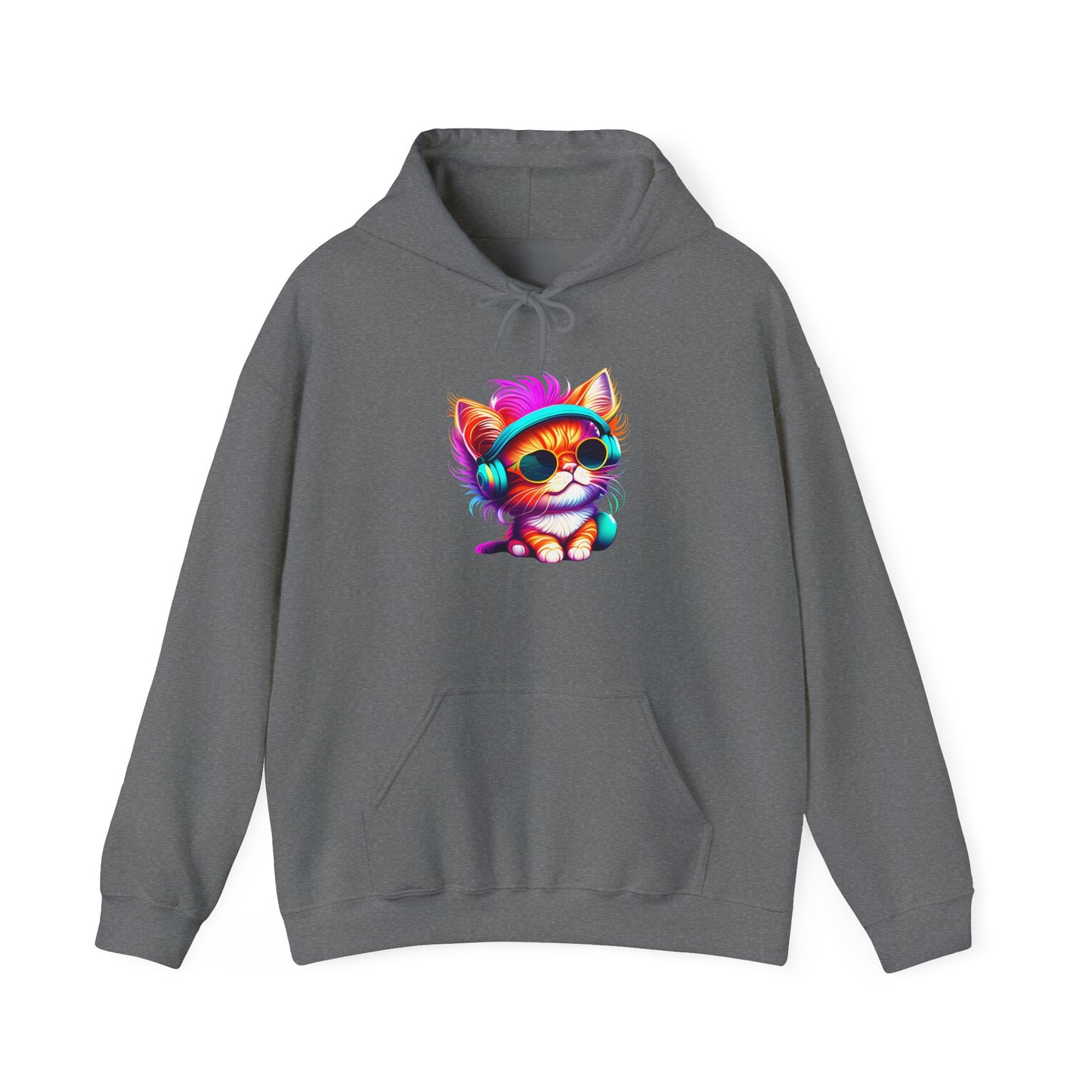 Cool Kitten w/Headphones Heavy Blend™ Hooded Sweatshirt