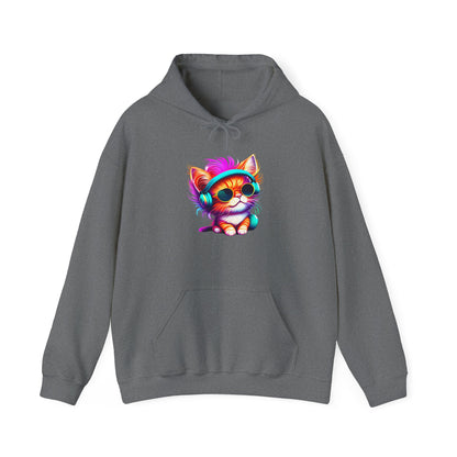 Cool Kitten w/Headphones Heavy Blend™ Hooded Sweatshirt