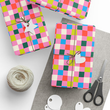 Bubblegum Grid Wrapping Paper