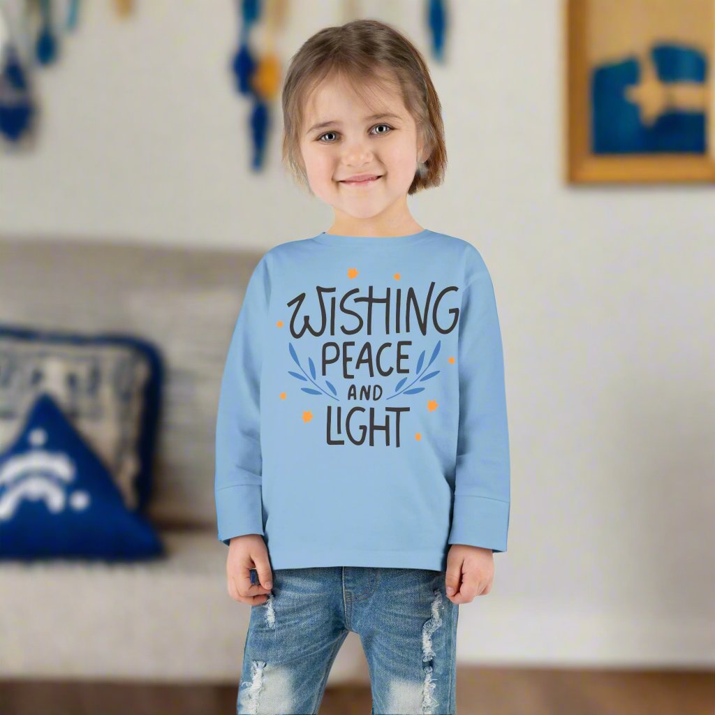 Hanukkah Wishing Peace & Light 3 Toddler Long Sleeve Tee