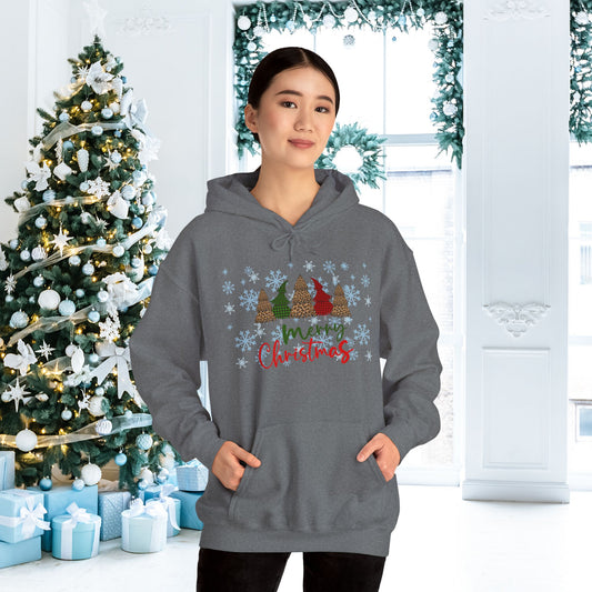 Merry Christmas Checkered Trees Adult Heavy Blend™ Hooded Sweatshirt