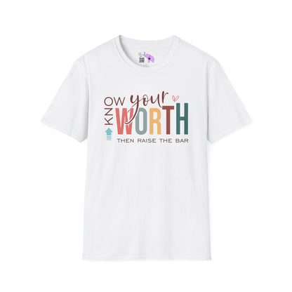 Know Your Worth Then Raise The Bar Adult T-shirt
