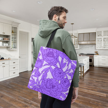 Lavender Peony Symphony Canvas Tote Bag