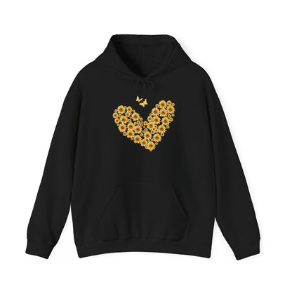 Sunflower Heart & Butterflies Heavy Blend™ Hooded Sweatshirt