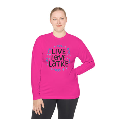 Hanukkah Live Love Latke Adult Long Sleeve Tee