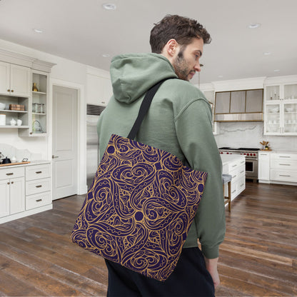 Golden Amethyst Radiance Mandala Canvas Tote Bag