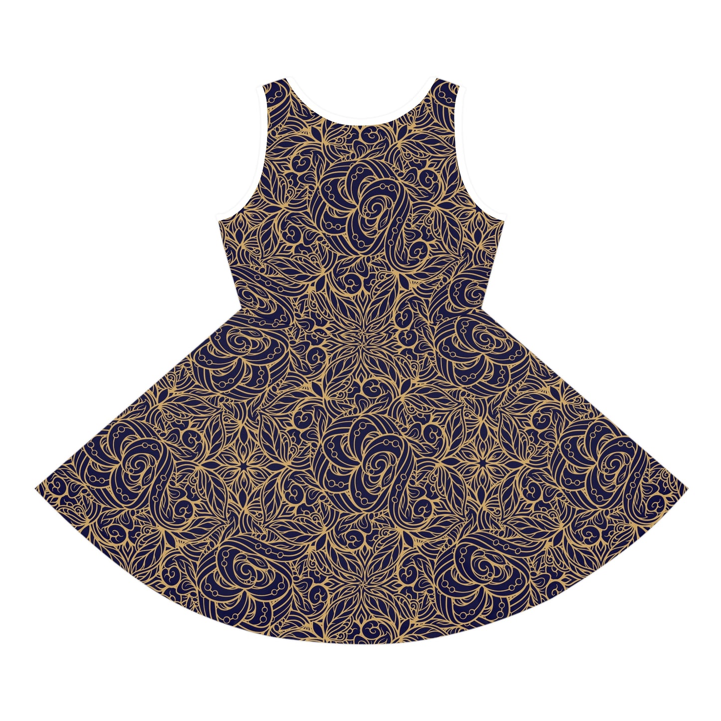 Golden Midnight Radiance Mandala Floral Girls' Sleeveless Sundress