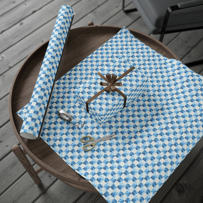 Cozy Blue Checkered Wrapping Paper