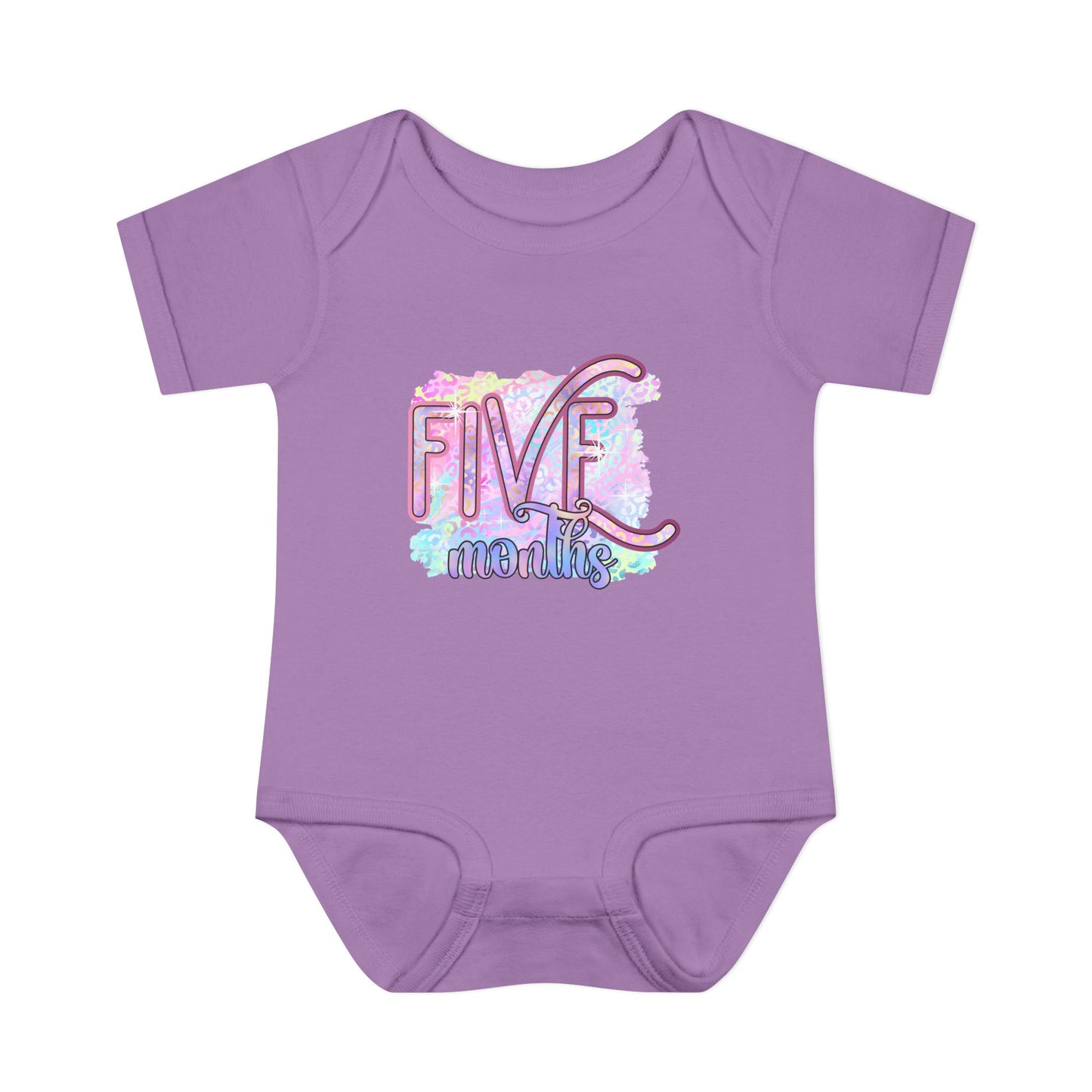 Pastel Wild One Milestone Baby Bodysuit-Five Months