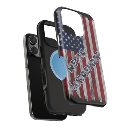 Never Surrender American Flag MagSafe® Compatible Tough Case for iPhone