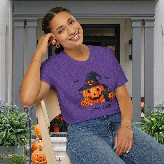 Spooky Season (Jack-O-Lantern/Black Cat) Adult T-shirt