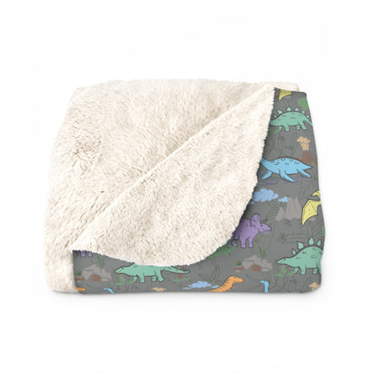 Prehistoric Playtime Sherpa Fleece Blanket