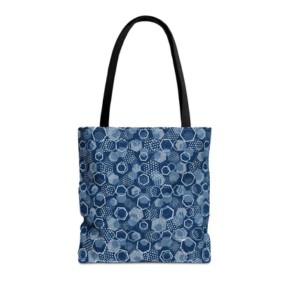 Blue Hexagons Canvas Tote Bag