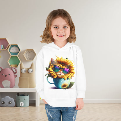 Cool Sunflower Kitten 1 Toddler Pullover Fleece Hoodie