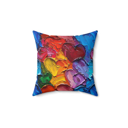 Palette Knife Hearts Throw Pillow